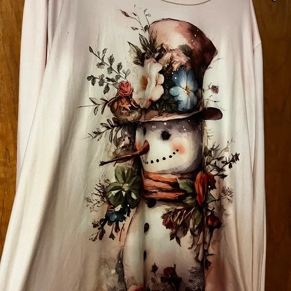 Floral Snowman Graphic Shirt - Picture 2 of 7